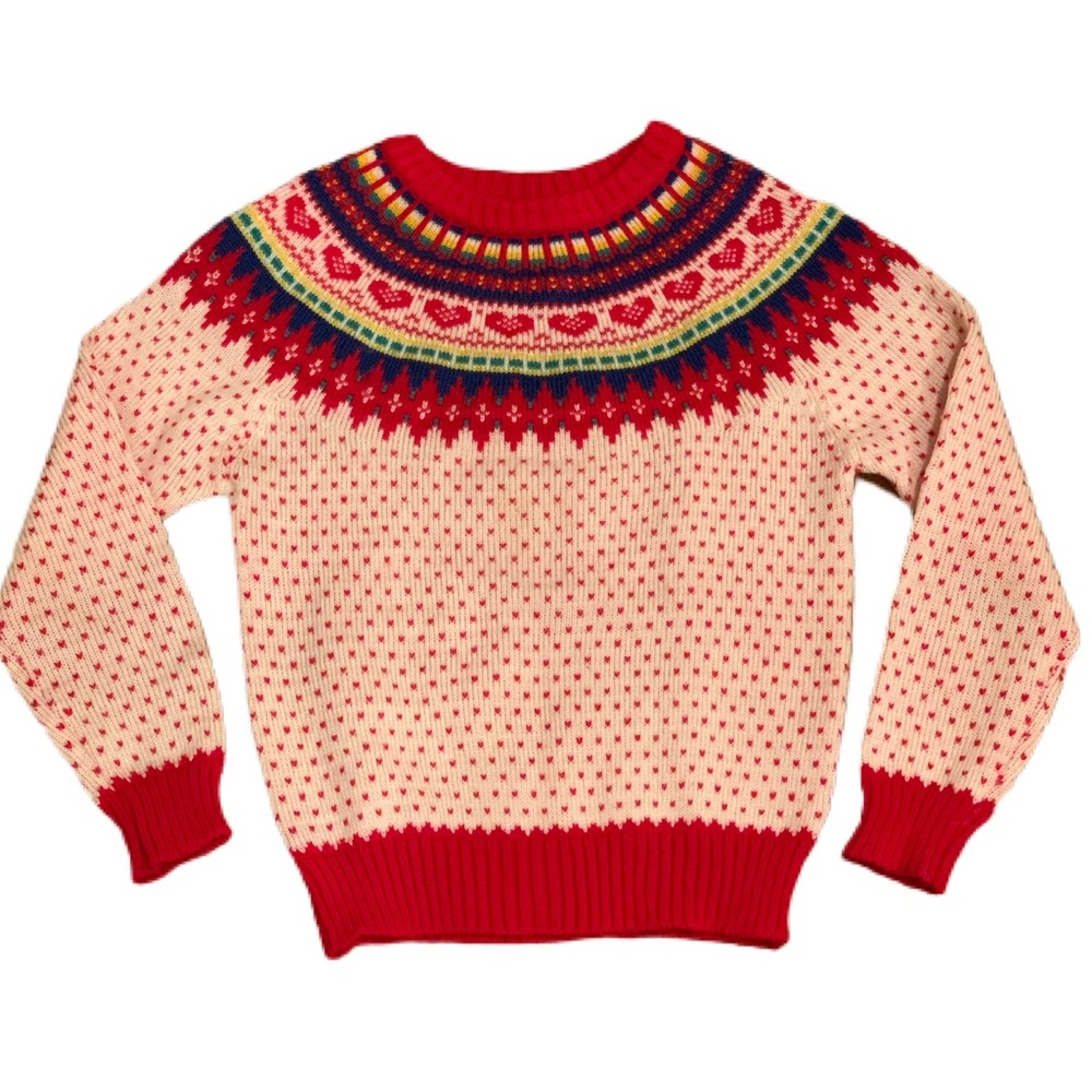 VTG heart knit girls sweater size medium 10/12